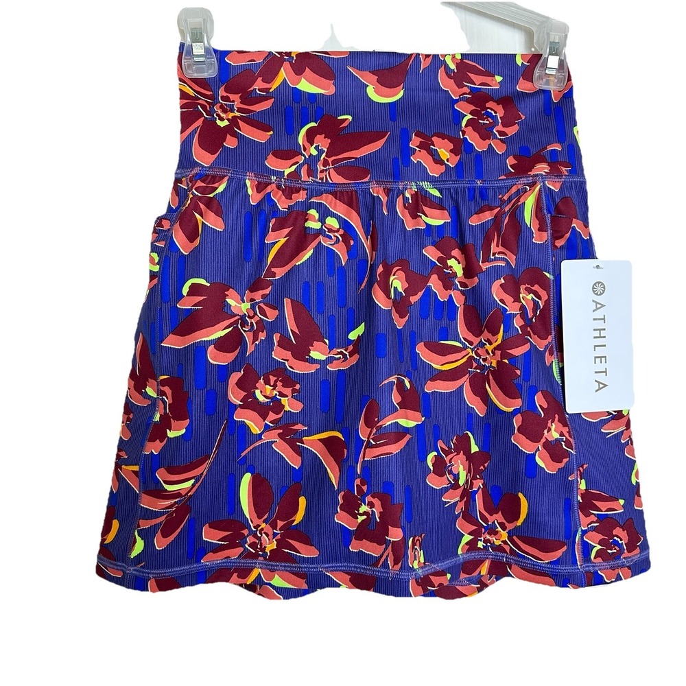 Athleta Salutation Stash 16 1/2 Skort Floral Skirt w/ Shorts #837435 NEW Sz XXS